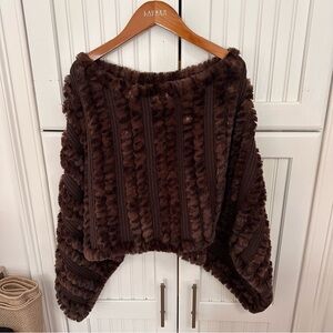 J. McLaughlin Jocelyn Brown Fur Poncho O/S